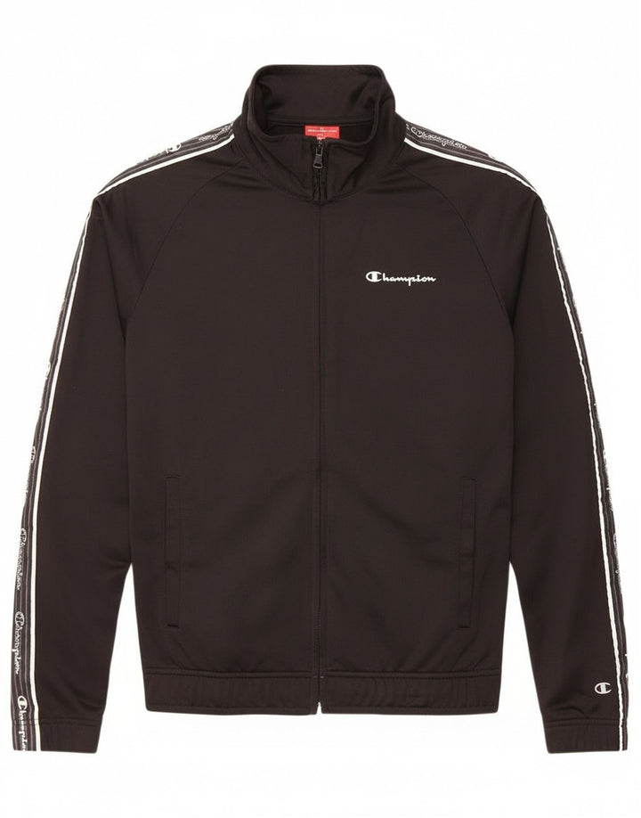 Champion Mens Graphic Tracksuit Top Jacket Small Black Polyester