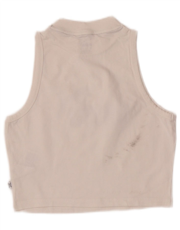 Puma Womens Crop Graphic Vest Top UK 12 Medium White Cotton