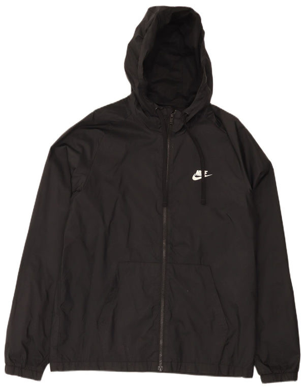 Nike Regnjakke med hætte til kvinder UK 38 Medium Sort Nylon Sports