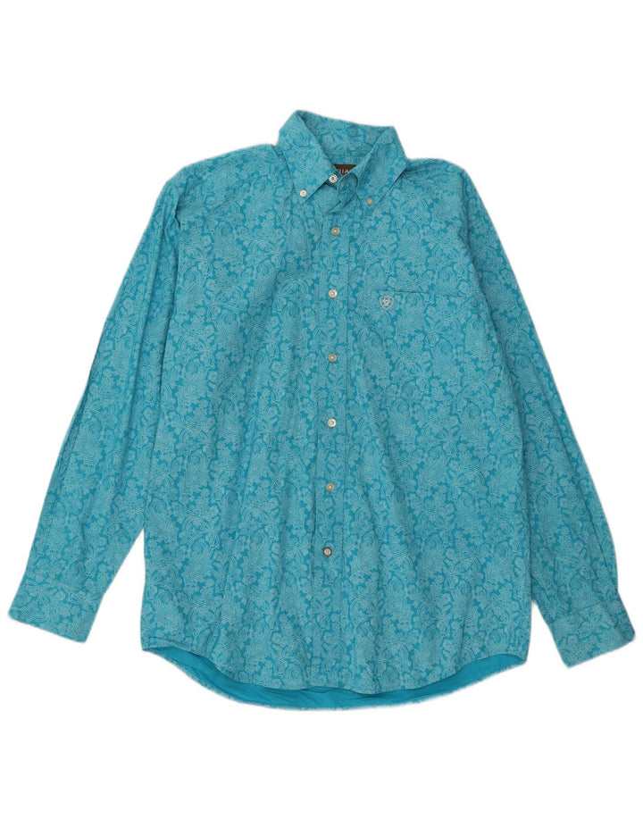 Ariat Herrenhemd, kleine blaue Paisley-Baumwolle