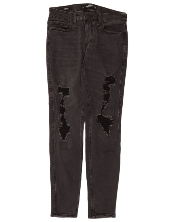 Hollister Mens Distressed Slim Jeans W30 L30 Cinza Algodão