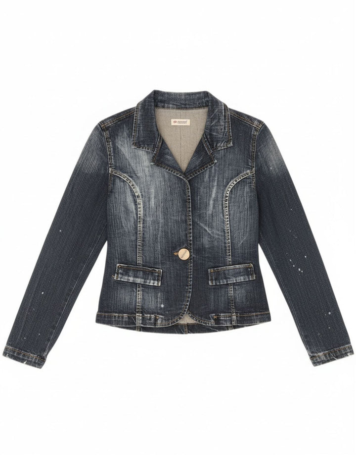 Giacca da donna in denim a 1 bottone Vitamina da donna UK 14 Cotone blu medio