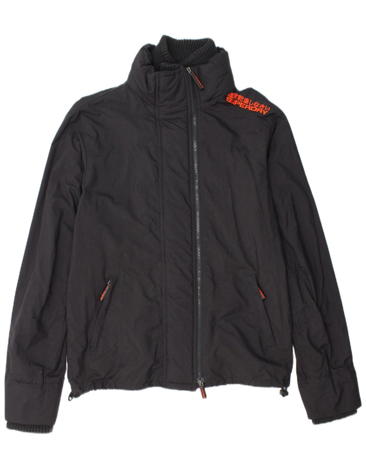 SUPERDRY Damen-Regenjacke mit Grafik, UK 18, XL, schwarzes Nylon