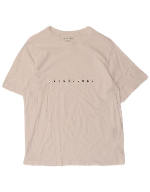Jack & Jones Mens Graphic T-Shirt Top XS White Cotton