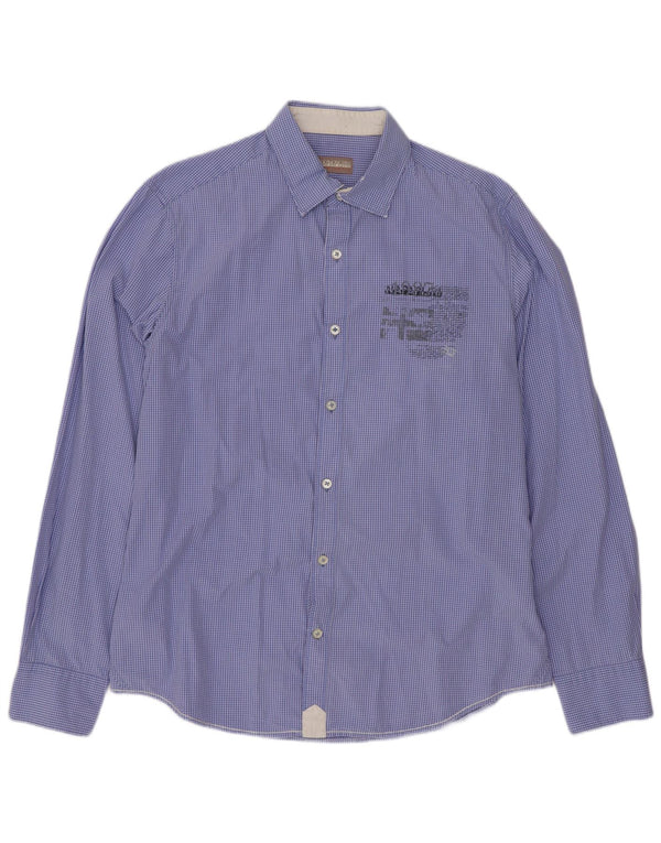 Napapijri Mens Geographic Graphic Shirt XL Blue Gingham Cotton