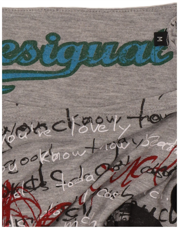 Desigual Damen Graphic T-Shirt Top UK 14 Mittelgrau