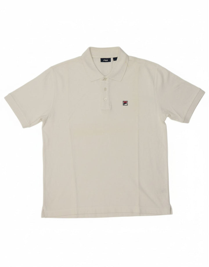 FILA Mens Polo Shirt Large White Cotton