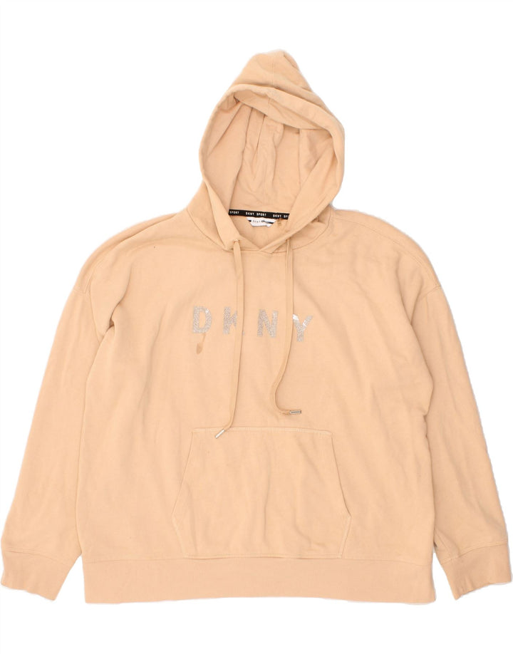 DKNY Mens Graphic Hoodie Jumper 2XL Beige Cotton Vintage Dkny and Second-Hand Dkny from Messina Hembry 