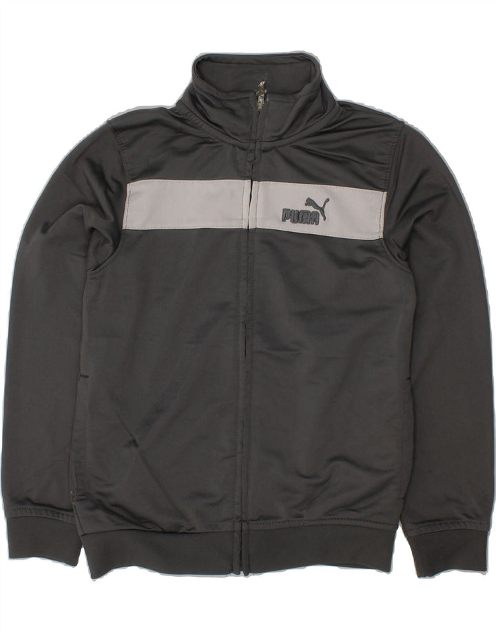 PUMA Boys Tracksuit Top Jacket 5-6 Years Grey Colourblock Polyester Vintage Puma and Second-Hand Puma from Messina Hembry 