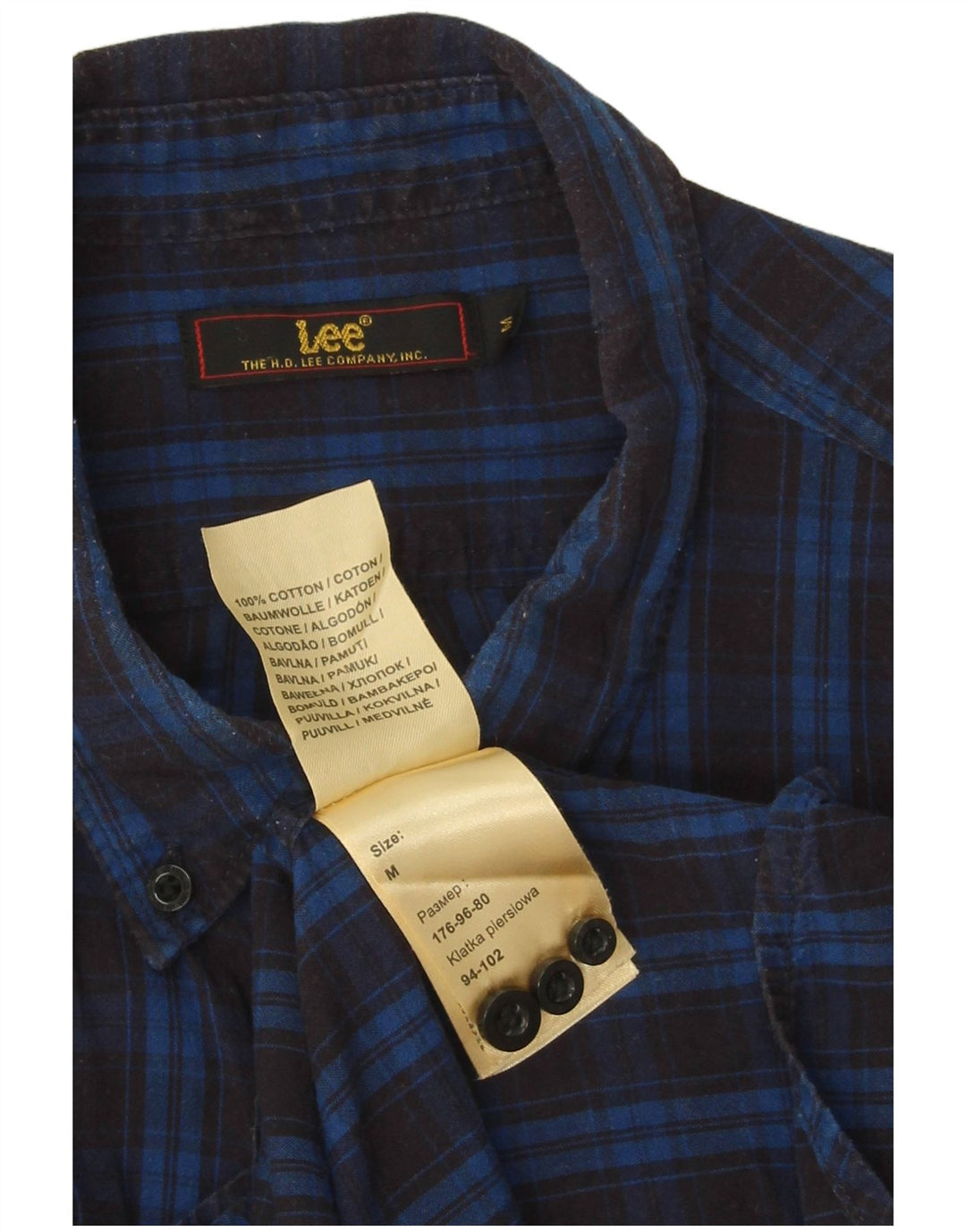 Lee Herren-Flanellhemd, mittelblau, kariert, Baumwolle