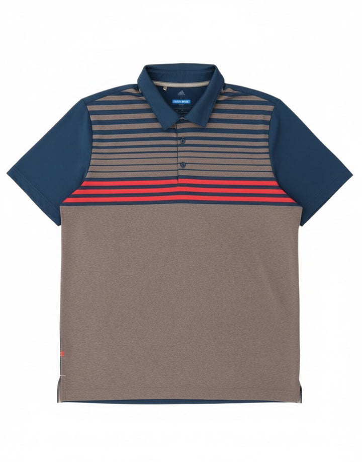 Adidas Polo Shirt til mænd Large Grå Colourblock Polyester