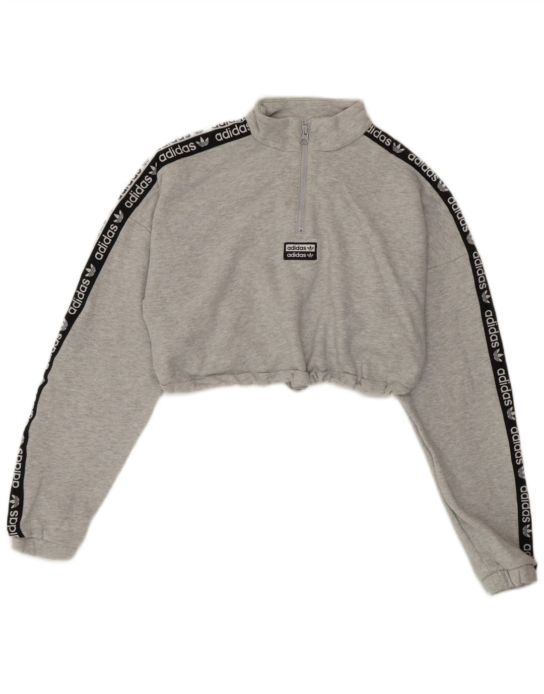 ADIDAS Womens Oversized Crop Graphic Sweatshirt Jumper UK 10 Small  Grey