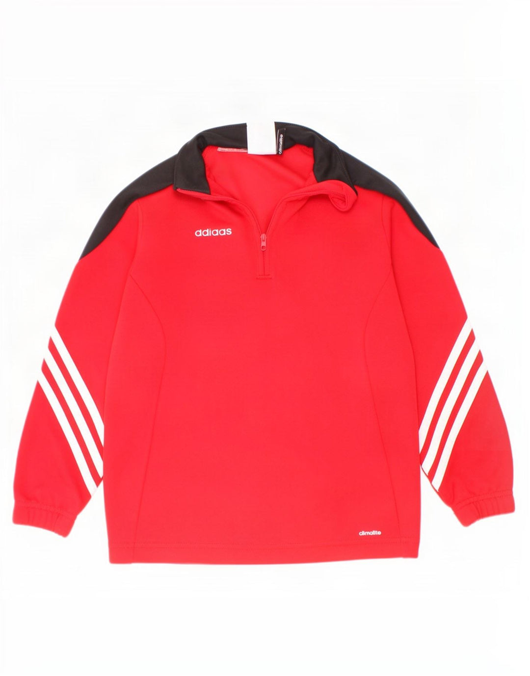 Adidas Boys Zip Neck Pullover Tracksuit Top 5-6 Years XS Red Colourblock