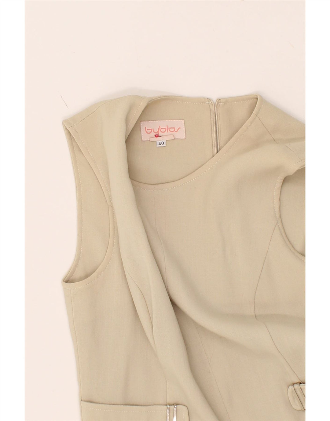 BYBLOS Womens Sleeveless A-Line Dress IT 40 Small Beige Wool Vintage Byblos and Second-Hand Byblos from Messina Hembry 