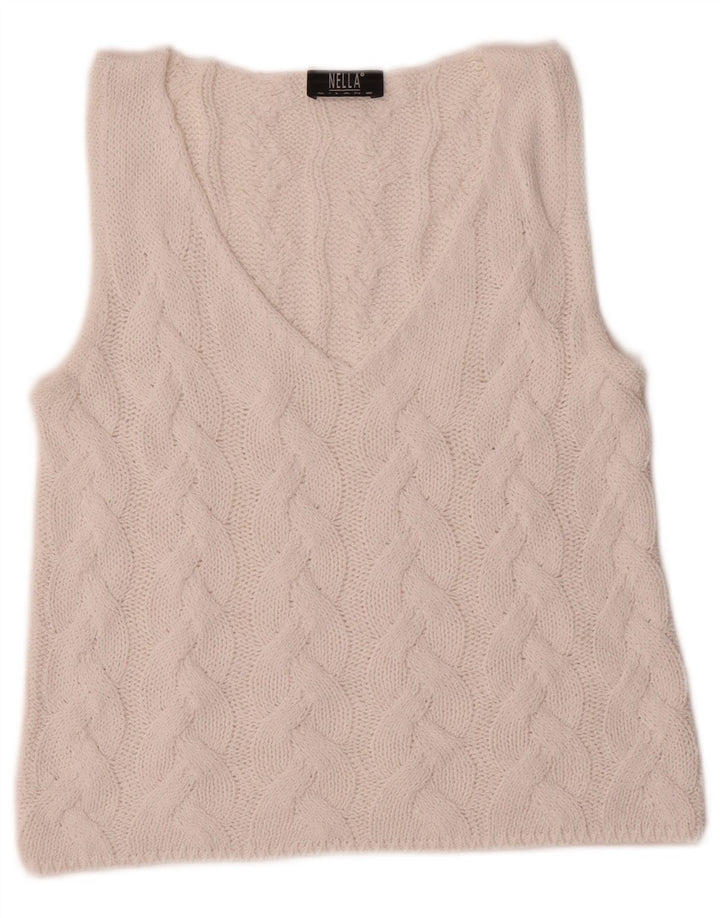 vintage Womens Crop Vest Débardeur IT 40 Petite Viscose Blanche