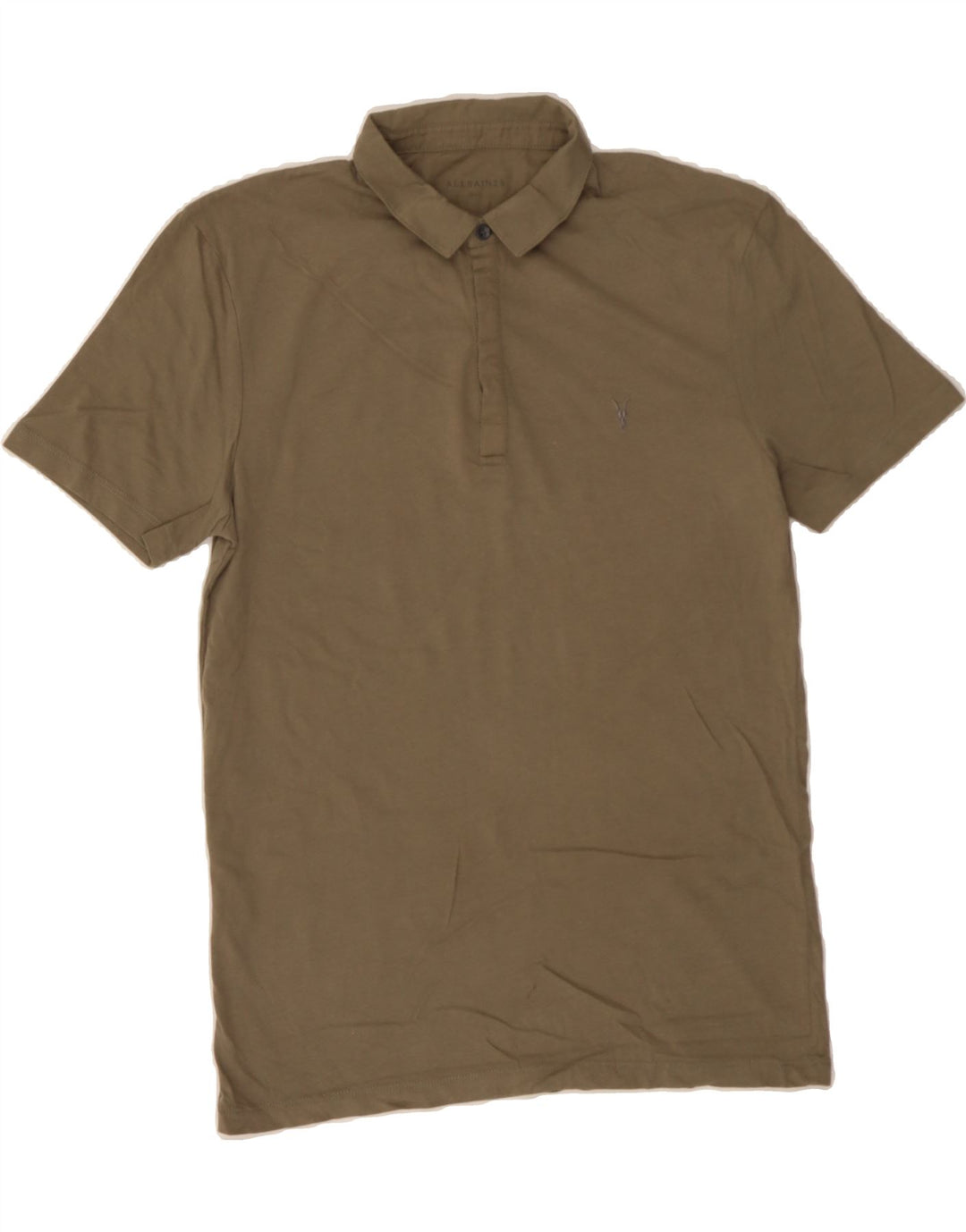 ALL SAINTS Mens Polo Shirt Small Khaki Cotton Vintage All Saints and Second-Hand All Saints from Messina Hembry 