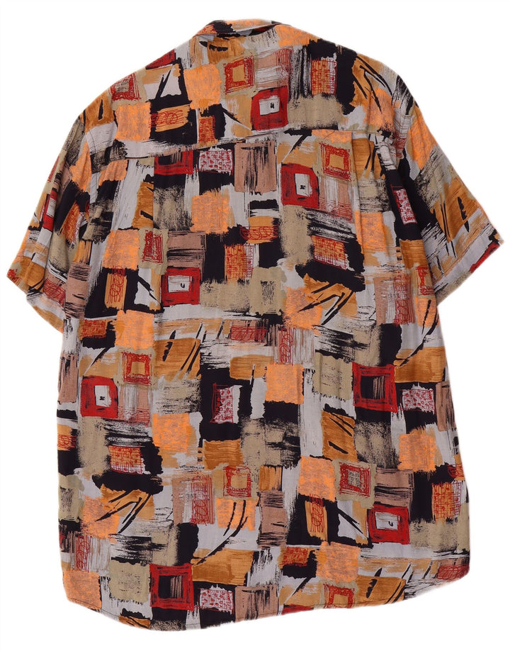 Vintage Mens Short Sleeve Shirt Medium Multicoloured Patchwork Viscose