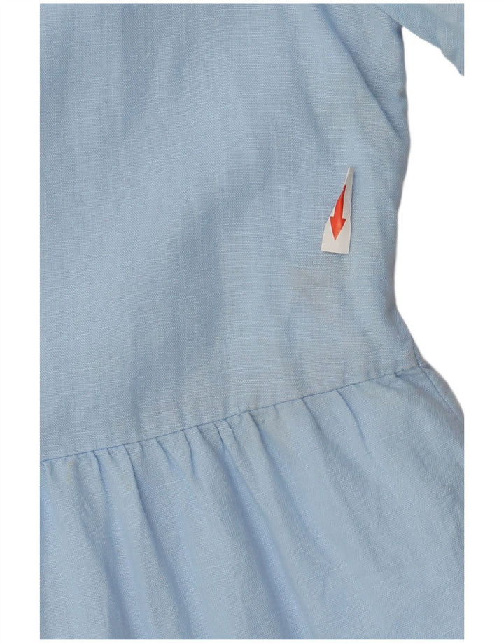 Zara Womens Tiered Dress UK 14 Medium Blue Linen