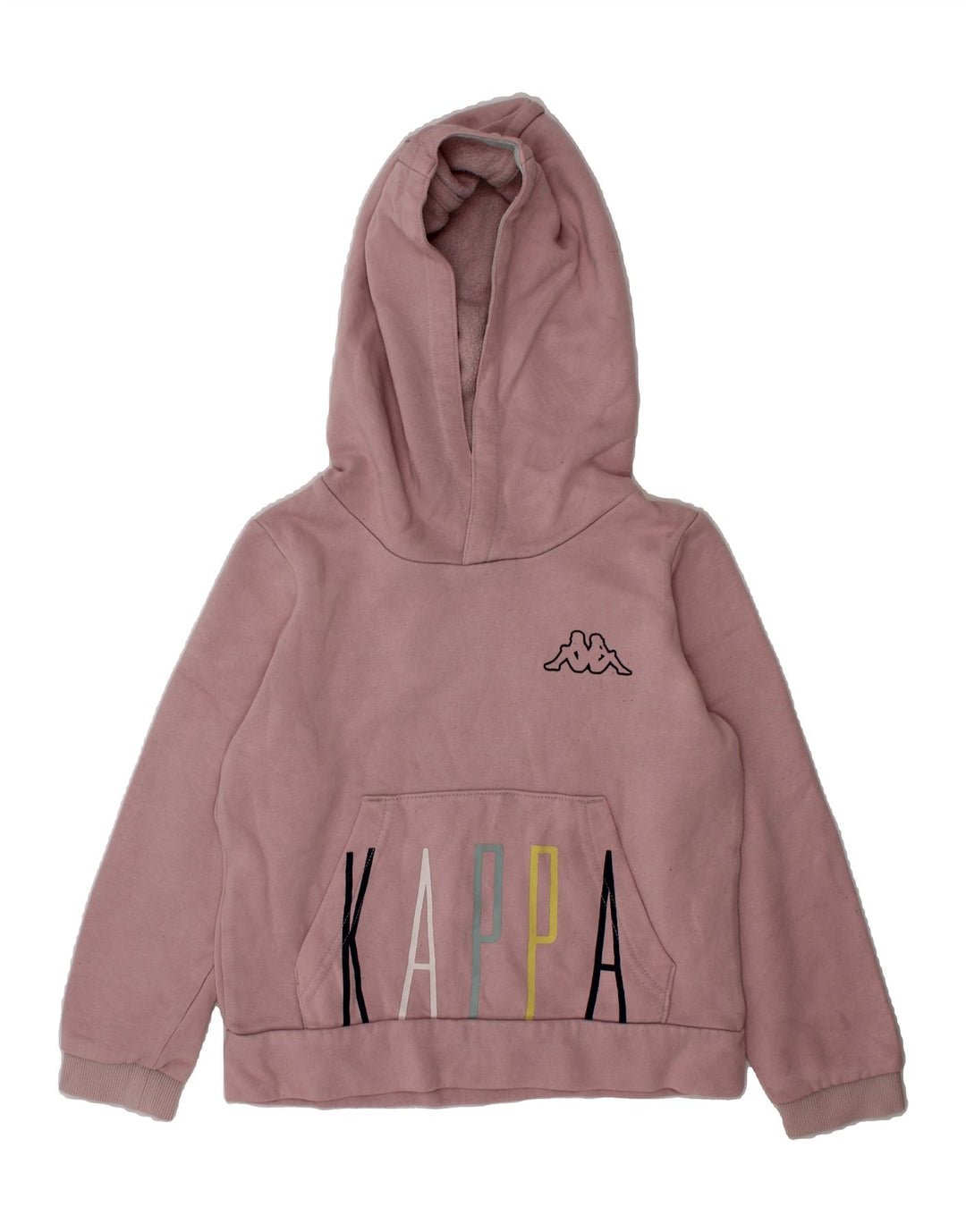 KAPPA Girls Graphic Hoodie Jumper 5-6 Years Pink Vintage Kappa and Second-Hand Kappa from Messina Hembry 