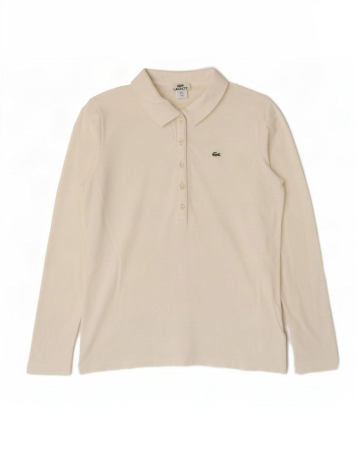 Lacoste Womens Long Sleeve Polo Shirt Size 44 Large White