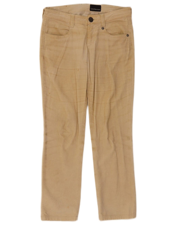 Pantalones Calvin Klein De Pana Rectos Para Mujer W29 L28 Algodón Beige