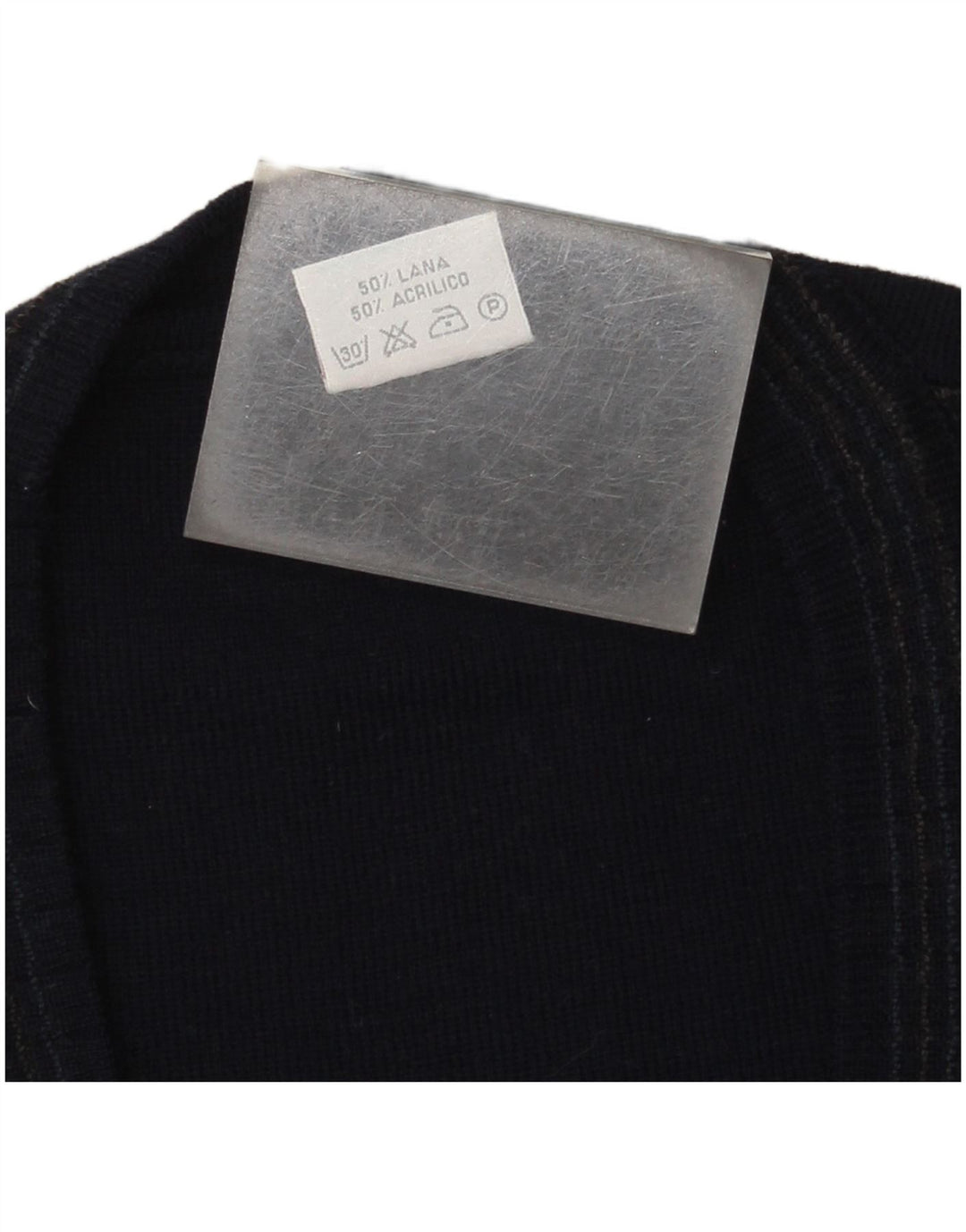 Bernardini Mens Sleeveless Cardigan Sweater Large Navy Blue Check Wool