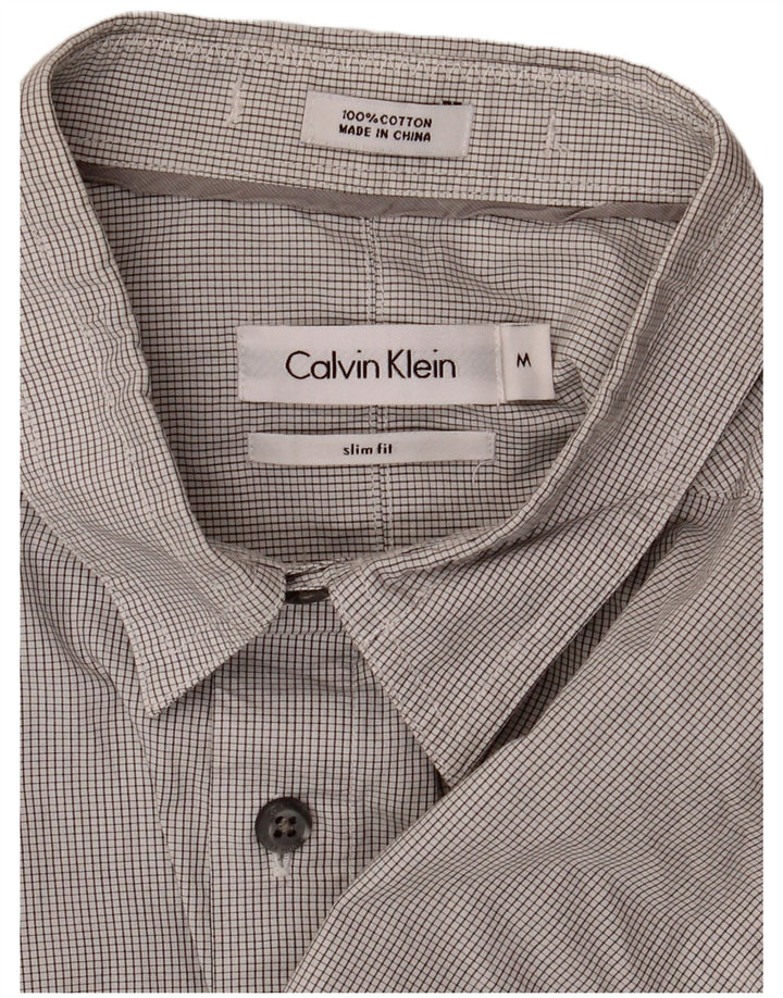 Camicia formale slim fit da uomo Calvin Klein in cotone a quadretti grigio medio