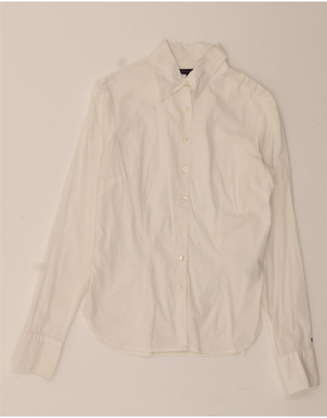 TOMMY HILFIGER Womens Shirt US 4 Small White Cotton Vintage Tommy Hilfiger and Second-Hand Tommy Hilfiger from Messina Hembry 
