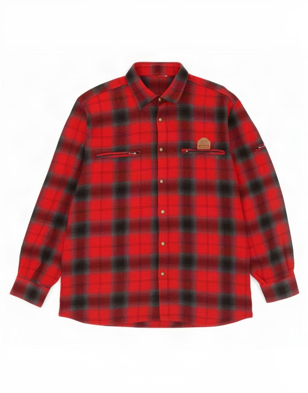 Camisa de franela vintage para hombre con cuadros rojos grandes