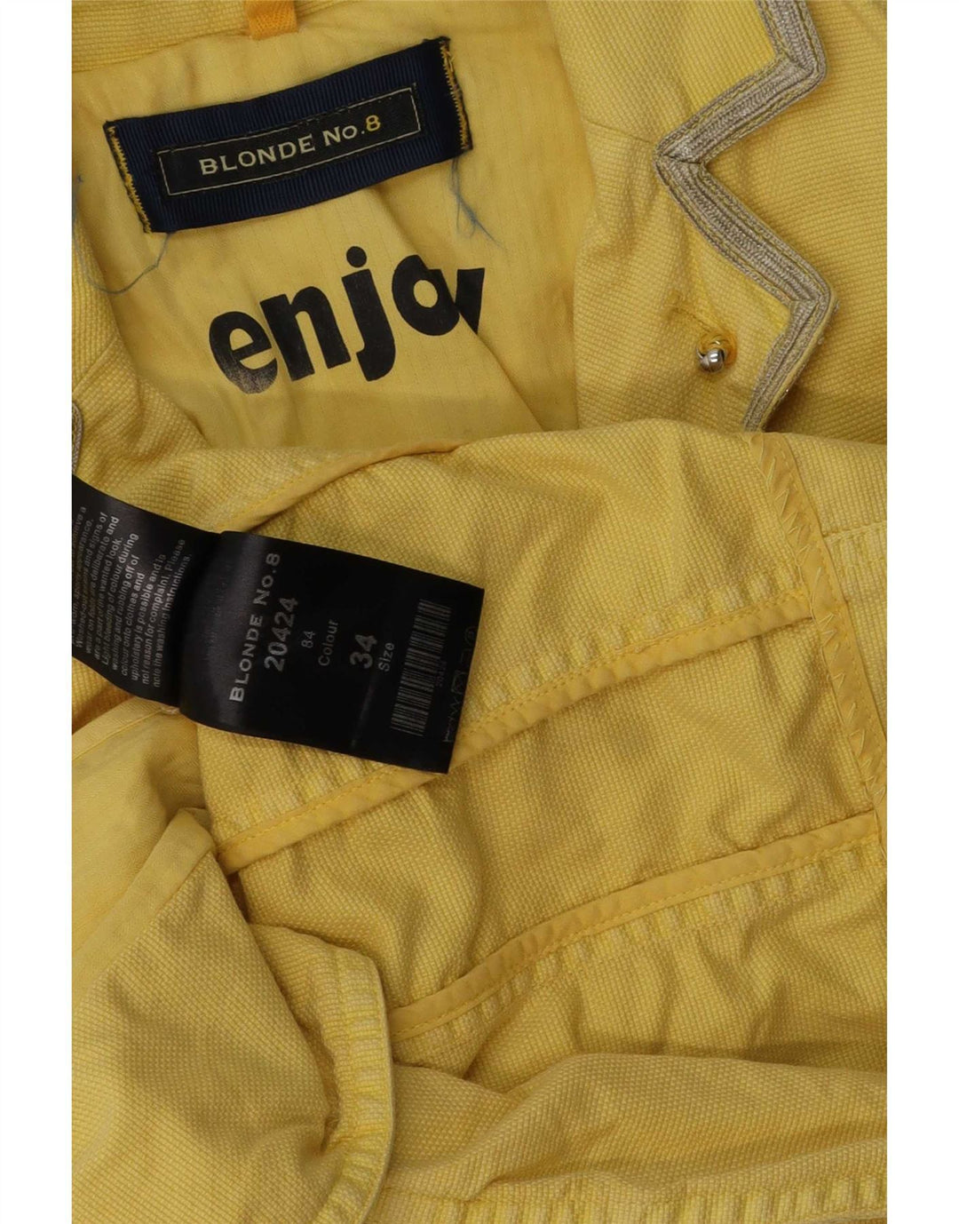 Blonde No.8 Womens 3 Button Blazer Jacket EU 34 XS Yellow Cotton