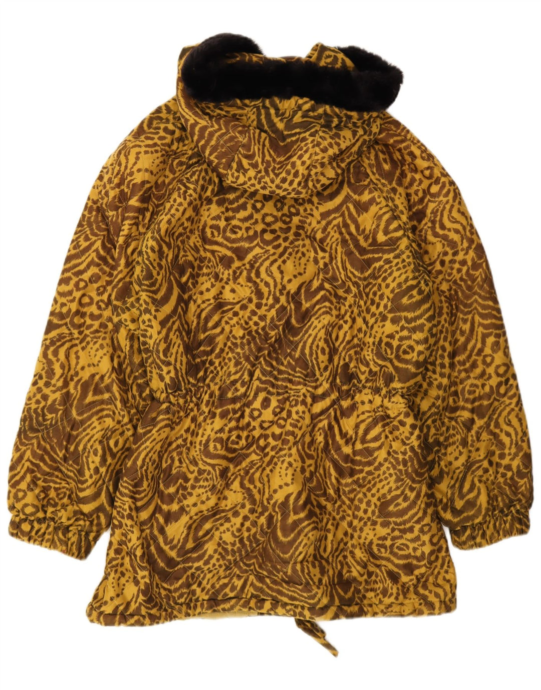 Vintage Womens Hooded Windbreaker Jacket IT 44 Medium Brown Animal Print