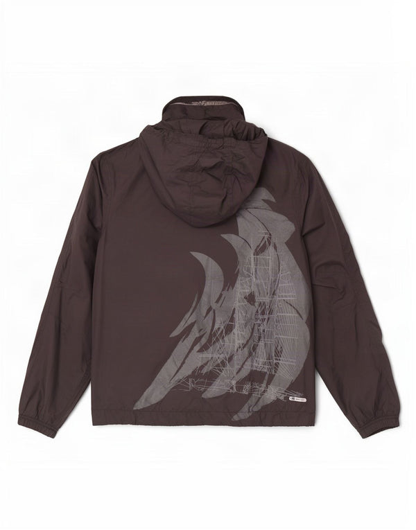 Puma Mens Graphic Hooded Rain Jacket UK 38 Medium Black Nylon