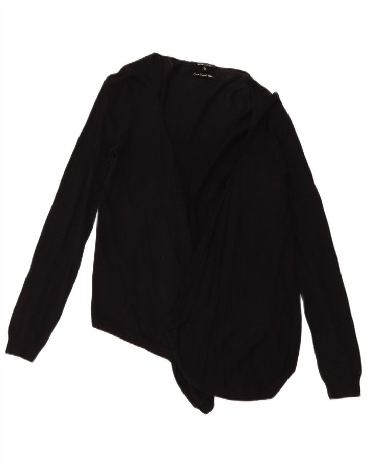Massimo Dutti Womens Open Cardigan Sweater UK 10 Small Black Cotton