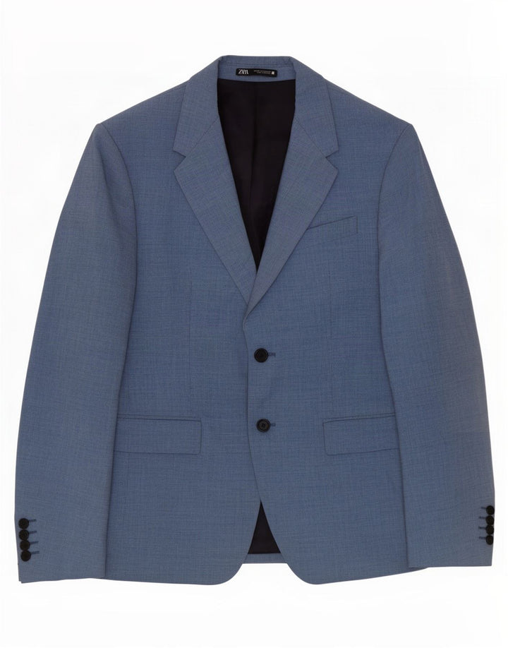 Jaqueta blazer masculina Zara com 2 botões EU 50 azul médio