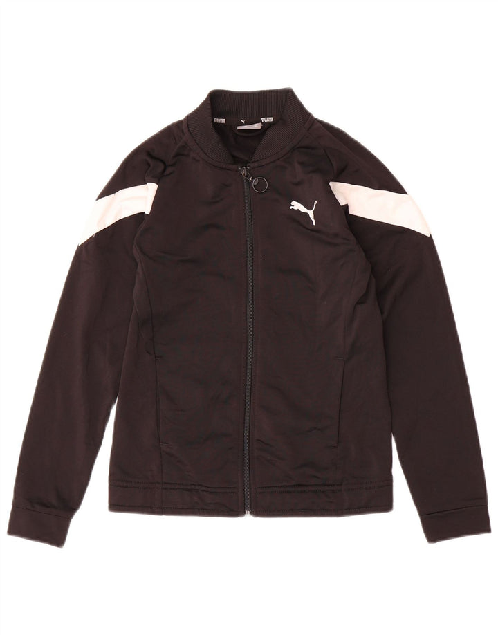 PUMA Boys Tracksuit Top Jacket 9-10 Years Black Colourblock Polyester