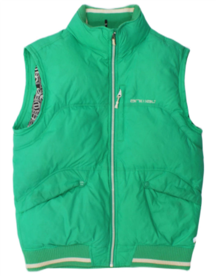 Animal Mens Padded Gilet UK 38 Medium Green Nylon
