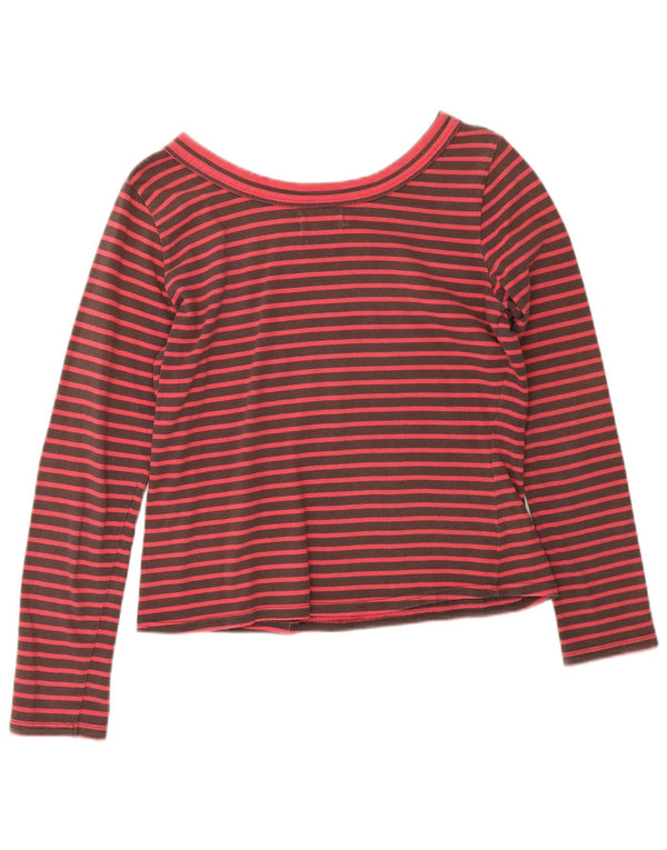Toast Dame Lash Top Langærmet UK 12 Medium Brun Stribet Bomuld