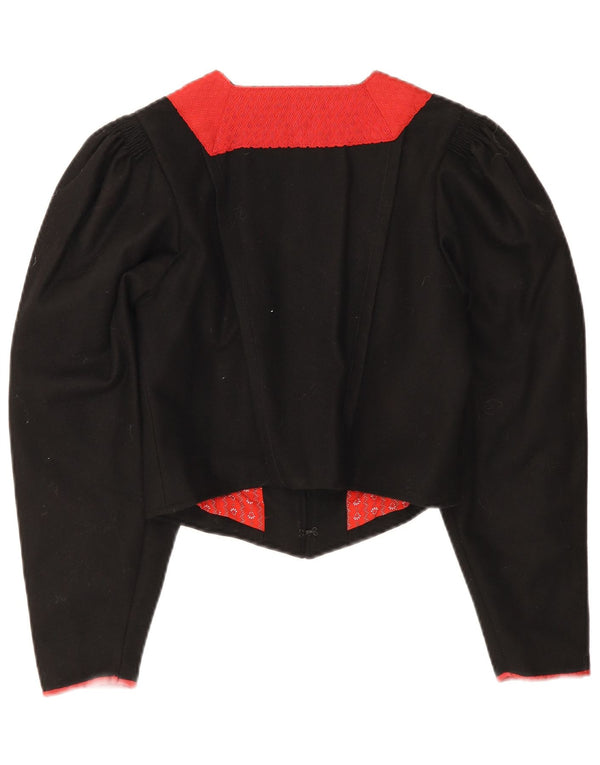 Vintage Damen Trachten Bolero Jacke EU 38 Mittelschwarz Farbblock