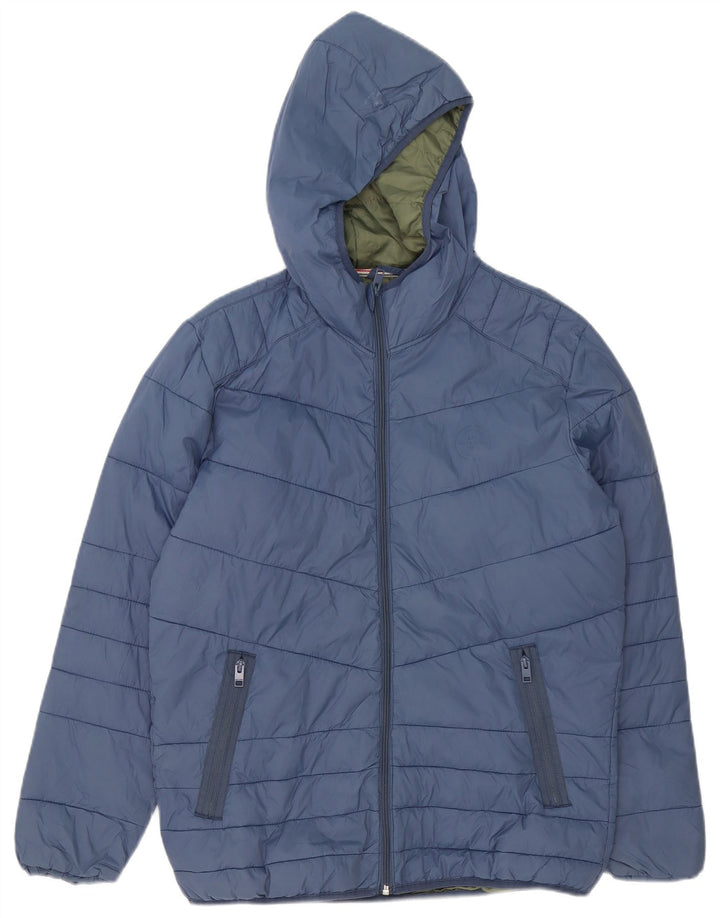 Jaqueta masculina acolchoada com capuz Jack & Jones UK 38 azul médio