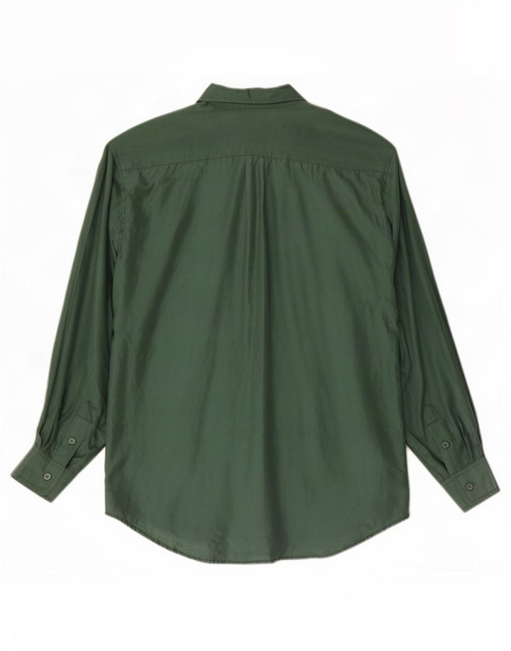 Vintage Mens Loose Fit Shirt Small Green Silk