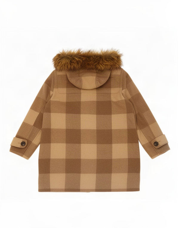 Marks & Spencer Abrigo cruzado con capucha para mujer UK 46 Large Beige Check