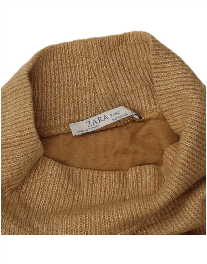 Zara Womens Crop Oversized Top Langærmet UK 14 Medium Beige