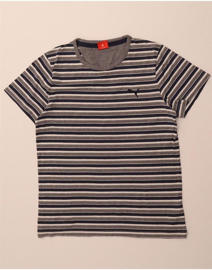PUMA Mens T-Shirt Top Medium Grey Striped Cotton Vintage Puma and Second-Hand Puma from Messina Hembry 