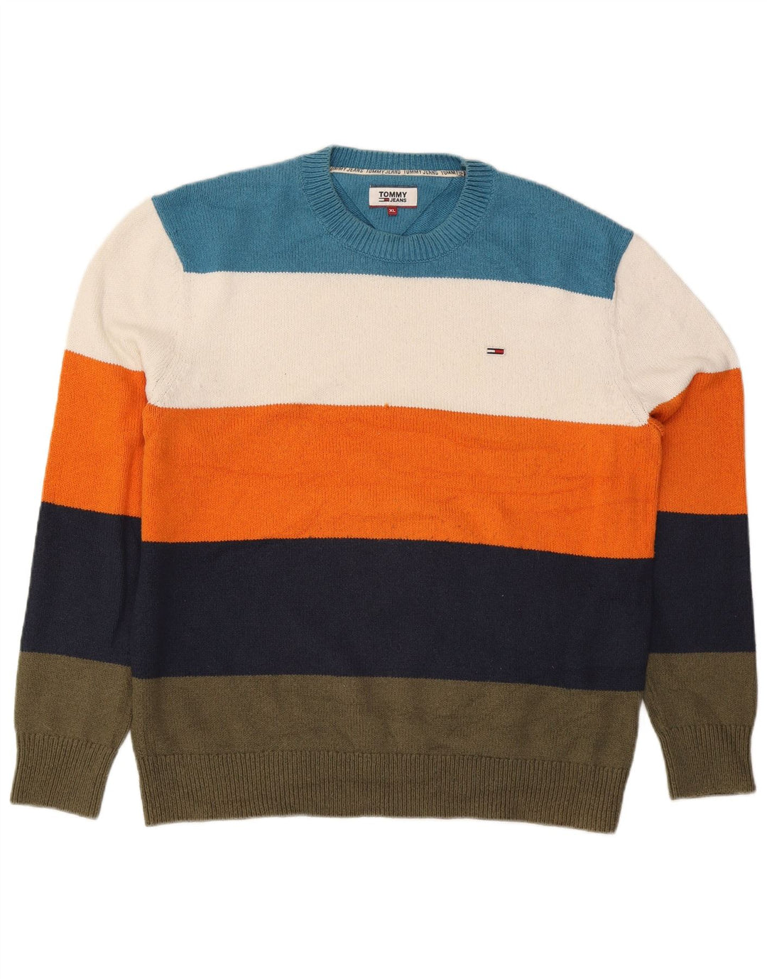 Tommy Hilfiger Mens Crew Neck Jumper Sweater XL Multicoloured Striped