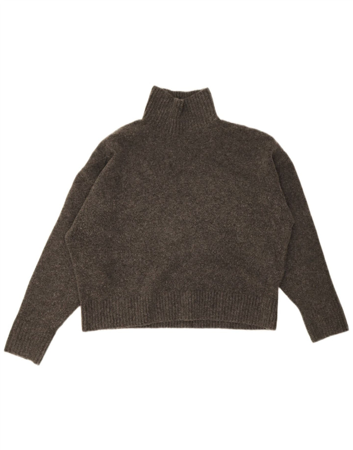 Zara Womens Oversized Roll Neck Jumper Sweater UK 14 Medium Grey Flecked