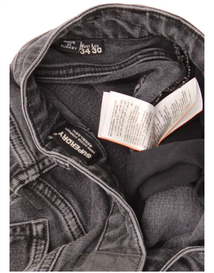 Superdry Mens Cropped Jeans W34 L24 Black Cotton