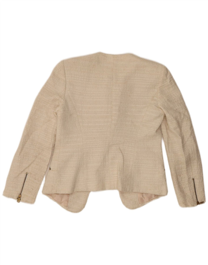 Zara Womens Open Blazer Jacket UK 10 Small Off White Polyacrylic