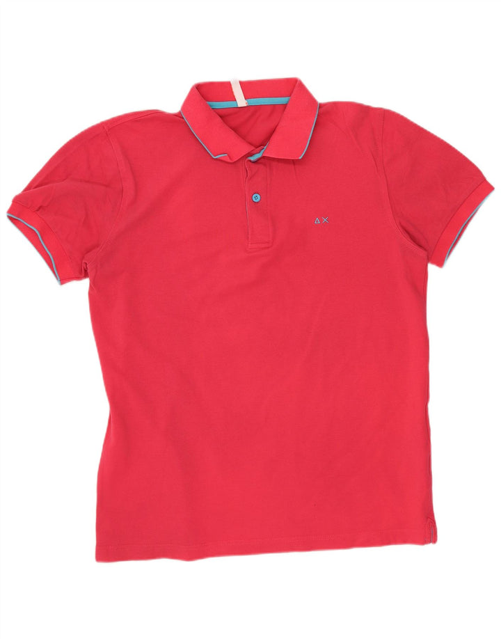 Sun68 Herren-Poloshirt aus mittelrosa Baumwolle
