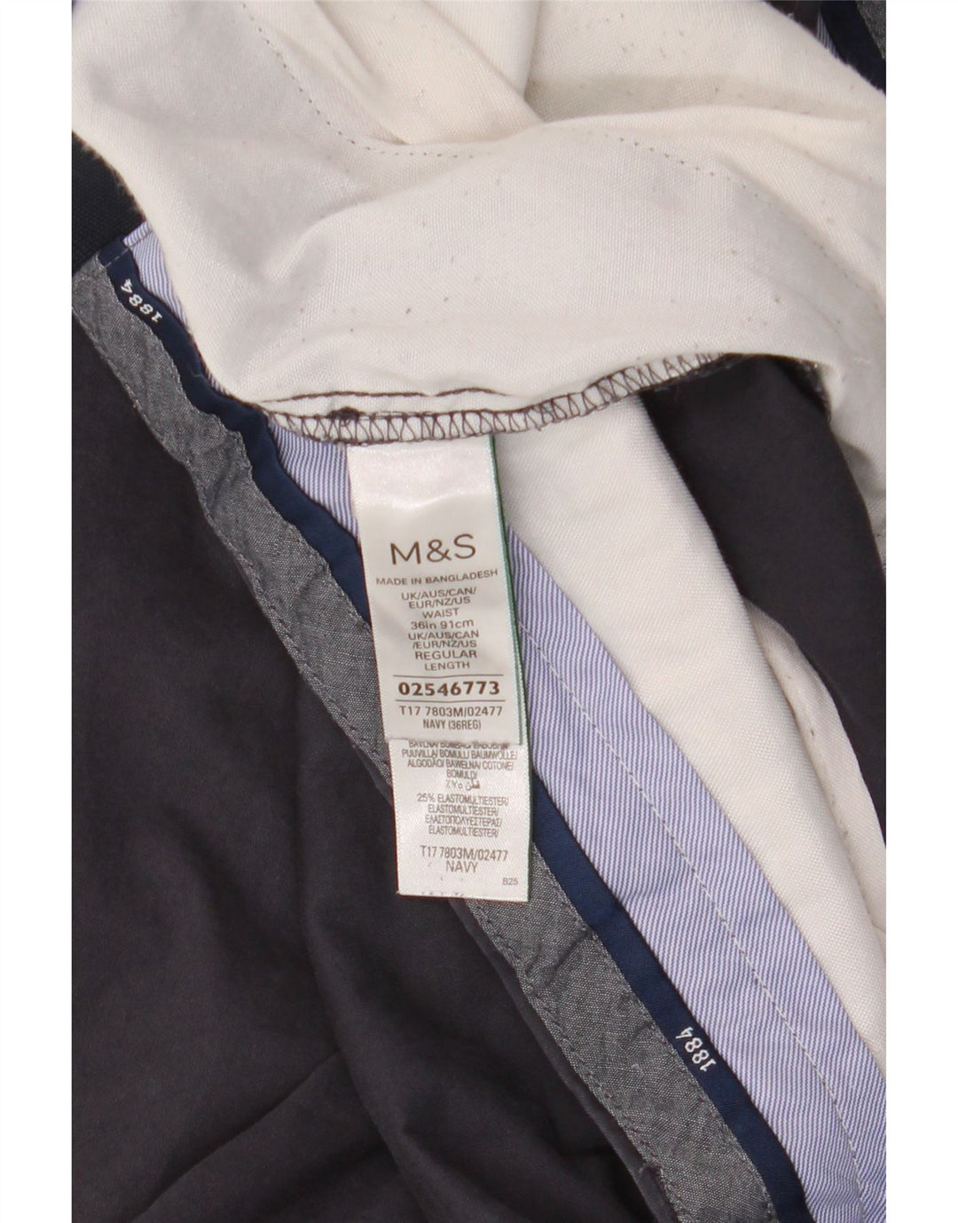 Pantaloncini chino da uomo Marks & Spencer W36 grandi in cotone blu navy
