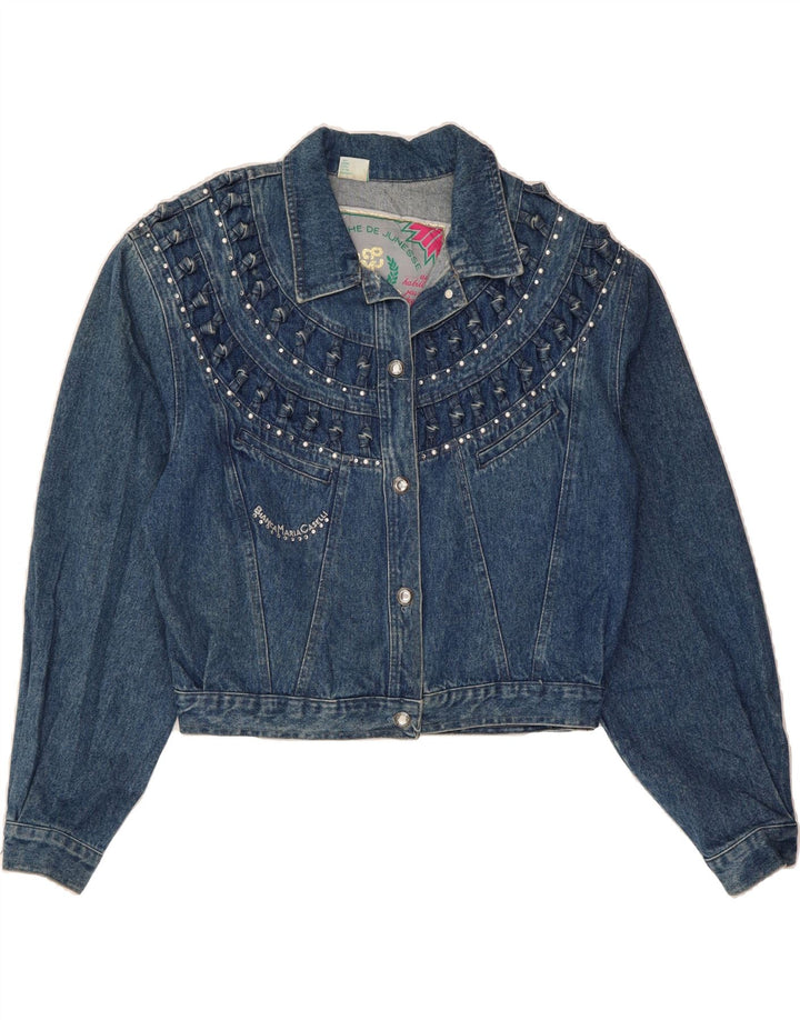 BIANCA MARIA CASELLI Womens Denim Jacket UK 16 Large Blue Cotton Vintage Bianca Maria Caselli and Second-Hand Bianca Maria Caselli from Messina Hembry 
